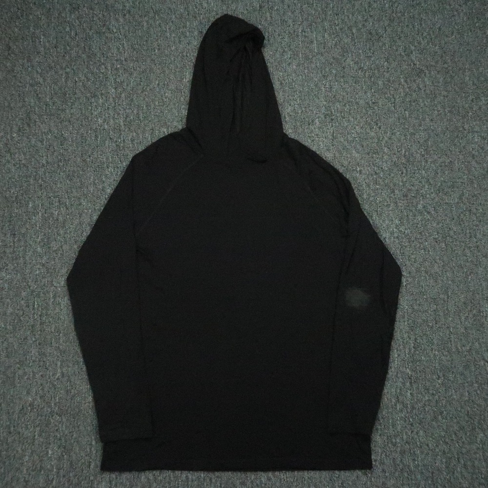 Woolx Hoodie Mens Medium Black Merino Wool Hooded Pullover Lightweight Stretch‎
